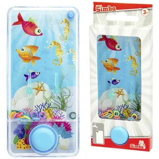 Simba Wasserspiel – Wasser einfüllen und durch Drücken Ringe ins Ziel bringen, Reisespiel kompaktes Format 13,5 × 6,5 cm, ab 3 Jahren