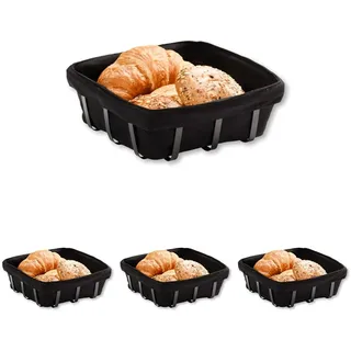 Kesper | Brot- und Obstkorb, Material: Stoff, Metall, Maße: 22 x 22 x 9,5 cm, Farbe: Schwarz | 90885 (Packung mit 4)