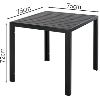 Aluminium-Gartentisch - Balkontisch - Bistrotisch - Outdoor-Tisch - Esstisch für den Garten - Wetterbeständig - 75x75x72 cm
