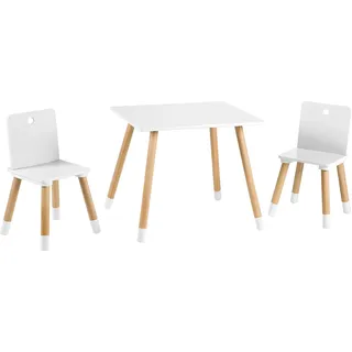 roba Kindersitzgruppe aus Holz 2 Kinderstühle & 1 Tisch  lackiert weiß/natur