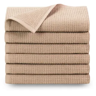 Zollner Handtücher, 6er-Set, 50x70 cm, 100% Baumwolle, Beige , Textil , 50x70 cm , Oeko-Tex® Standard 100 , Heimtextilien, Badtextilien, Handtücher