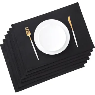 6er-Set Stoff-Tischsets in Schwarz
