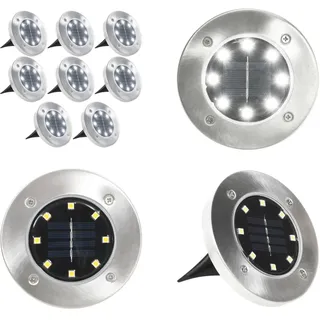 vidaXL Solar Bodenleuchten 8 Stk. LED Weiß - Solar-Bodenleuchte - Solar-Bodenleuchten - Boden Solarleuchte - Boden Solarleuchten - Weiß