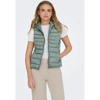 Steppweste ONLY "ONLNEWTAHOE HOOD WAISTCOAT OTW NOOS", Damen, Gr. S, jadeite, Steppware, Obermaterial: 100% Nylon, unifarben, tailliert normal, Westen Steppweste, Kunstfaser