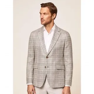 Hackett London für Herren. HM443166 Blazer Lino Karo grau (40/32), Lässig, Party, Leinen, Wolle, Klassisch, Langarm