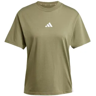 Adidas Damen Essentials 3-Stripes Cotton T-Shirt, Olive Strata/White, XXS