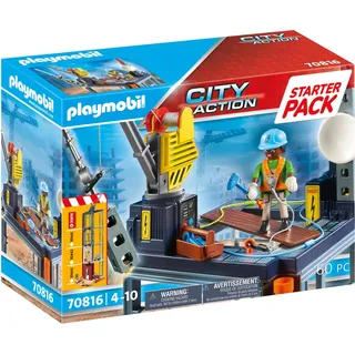 PLAYMOBIL City Action 70816 Starter Pack Baustelle mit Seilwinde - Bunt