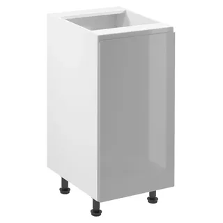 ARBOR Unterschrank mit einer Tür – Breite 40 cm, Hochglanzgrau/Weiß, Ausführung links - Grau