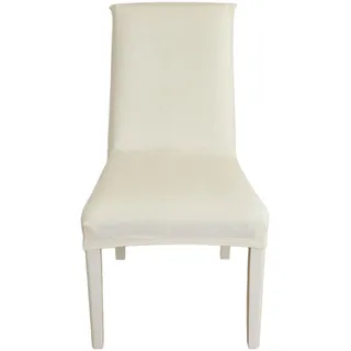 EBETA Stuhlhussen Set Stretch Stuhlhussen für Esszimmerstühle, Abnehmbarer Waschbarer Stühle Schutz Dekoration Stuhlbezug Samt-Optisch (Geprägt-Weiß, 6 Stück)