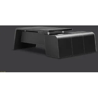 Eckschreibtisch Sessel Büro Einrichtung Chef Zimmer Möbel 2tlg Set Tische Tisch - Schwarz