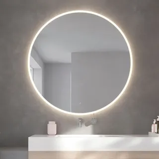 Loevschall Badspiegel »Atlas Rund, Badezimmerspiegel mit LED Beleuchtung, Lichtspiegel« Touchpanel für Lichtsteuerung, Verstellbarer Spiegel, Dänisches Design, silberfarben