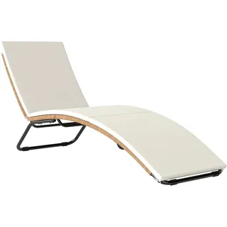 Outsunny Rattan-Sonnenliege Stahl PE-Rattan Cremeweiß , Weiß , Metall , Füllung: Schaumstoff,Schaumstoff,Schaumstoff , 57x80x175 cm , Gartenmöbel, Gartenliegen