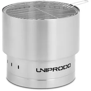 Uniprodo Feuerschale - aus Edelstahl - mit Grillrost - 50 x 50 x 45 cm