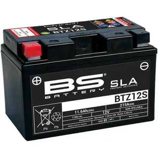 BS Battery 300637 BTZ12S AGM SLA Motorrad Batterie, Schwarz
