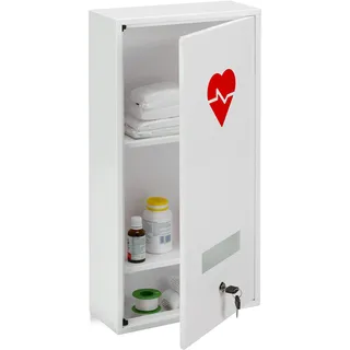 Relaxdays Medizinschrank Stahl, HBT: 60 x 30 x 12 cm, weiß