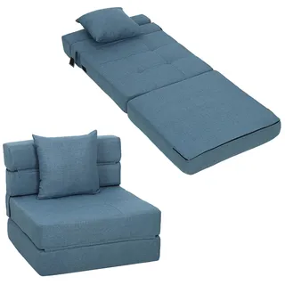 Homcom Schlafsessel 70 x 61 x 70 cm Dunkelblau mit Kissen