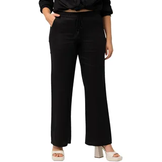 Ulla Popken Damen Leinenhose Hosen, schwarz, 42W / 32L