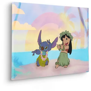 KOMAR Keilrahmenbild Lilo and Stitch Dancing Größe 40 cm - Kinderzimmerbild, Wandbild, Kinderzimmer, bunt