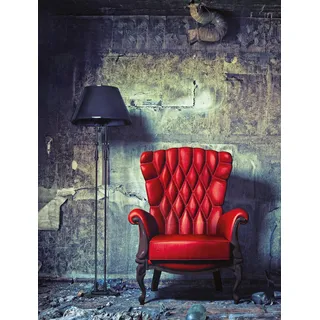 Bönninghoff Leinwandbild "Wandbild ROTER SESSEL 46x61 cm – Leinwandbild Keilrahmen Deko modern" Innenarchitektur  Vintage 1 Stk. tlg. auf Keilrahmen gespannt, farbe rahmen: kein rahmen, farbe bild(er): blau, grün, rot
