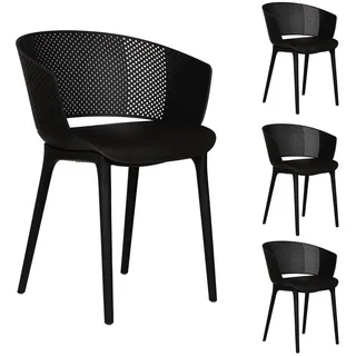 Idimex Gartenstühle Olindo 4Er-Set , Schwarz , Textil , Vintage , 43x81x47 cm , Gartenmöbel, Gartensessel, Gartenstühle