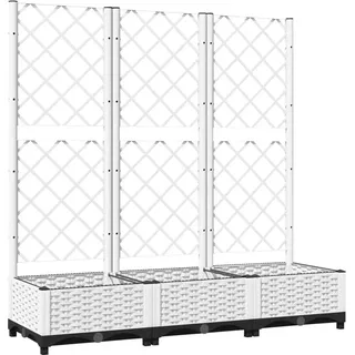vidaXL Pflanzkübel mit Rankgitter 120 x 40 x 121,5 cm Weiß