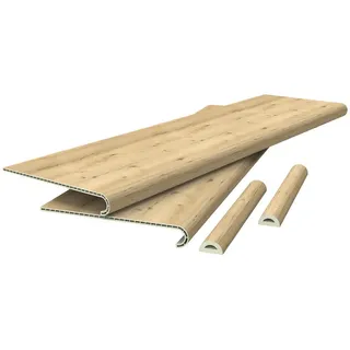 Neu.holz Treppenverkleidung-Set 2 Tlg. Bunschoten , Naturfarben , Kunststoff , Holz Optik , 120x32 cm , Teppiche und Böden, Bodenbeläge, Bodenzubehör, Bodenprofile