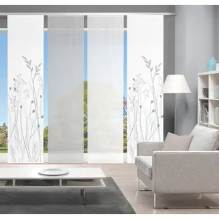 VISION S Schiebegardine »GRASIL 4er SET« Paneelwagen 4 Stk. tlg. Bambus-Optik, Digital bedruckt, grau