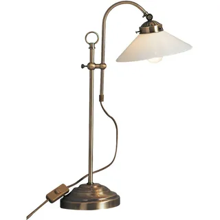 Tischleuchte , Weiß , Metall, Glas , 54 cm , höhenverstellbar, Kippschalter , Lampen & Leuchten, Innenbeleuchtung, Tischlampen
