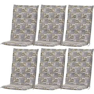 6x Auflage Hochlehner Gartenstuhl 120x48 Sitzauflage Gartenstuhlauflage Mosaik