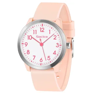 SOCICO Kinderuhr Analog, 5ATM/50M Wasserdicht Armbanduhr Kinder Mädchen Jungen Teenager, Leicht Lesbar Kinder Quartz Minimalistisch Uhren für 9-18 Jahre (Rosa)