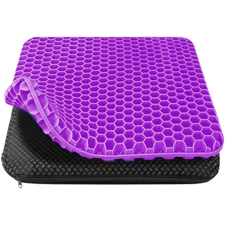 HSSGGV Sitzkissen bürostuhl,Orthopädisches Gel Sitzkissen für Bürostuhl und Auto, Weich und Bequem, mit Waschbarem Rutschfestem Bezug (Violett, 43 * 39 * 4)