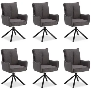 Homestyle4u Esszimmerstuhl drehbar gepolstert grau 6er Set