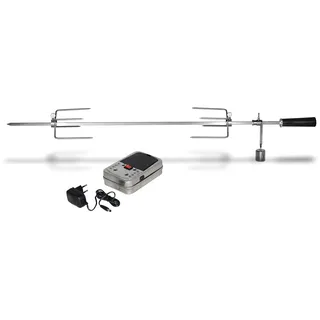 Enders® Grillspieß 7904 für Gasgrill CHICAGO 3-Brenner, Set aus Edelstahl, mit Motor + Hänchen-Krallen, Drehspieß, Rotisserie, Drehspiess, 100 x 5 x 5 cm, Silber