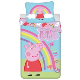 My sweety pop Baby-Bettwäsche Peppa Pig – 2-teilig – Kinder – Bettbezug – wendbar – 140 x 200 cm – Kissenbezug – 70 x 90 cm Bettwäsche – 100 % Baumwolle