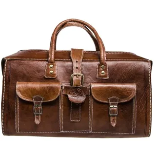 Marrakesch Orient & Mediterran Interior Marokkanische Leder Reisetasche Safara - Mittel - Braun