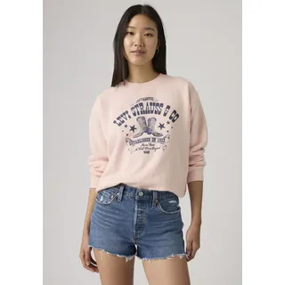 Sweatshirt LEVI'S "GR EVERYDAY CREW", Damen, Gr. M (38), crew boot poster crystal pink, Sweatware, Obermaterial: 58% Baumwolle, 42% Polyester, bedruckt, regular fit normal, Rundhals, Rippbündchen, Sweatshirts Sweatshirt, mit Logo Print