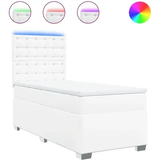 SYFAXTM Boxspringbett mit Matratze Weiß 80x200 cm Kunstleder