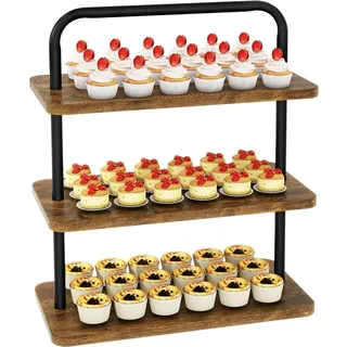 IBUYKE Tortenständer aus Holz,Cupcake Ständer mit 3 Ebenen, Cupcake Turm für 50 Cupcakes,Dessertständer Display Kuchenständer,Gebäckständer für Hochzeit, Party, Babyparty, Geburtstag,Braun TLJ013H
