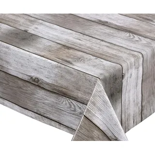 Holz beige Wachstuch Tischdecke glatt abwischbar Garten Tischdecke RUND OVAL ECKIG, Größe wählbar (Eckig 140x260 cm)