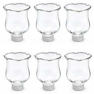 Votivbecher aus klarem Glas mit Klammer, 6 Stück, Tulpenvotivkerze für Kerzenhalter, Innen-Kerzenhalter, Ersatzteile, Shabbat-Kerzenglas-Öllampe, 4E's Novelty (8,3 cm hoch)