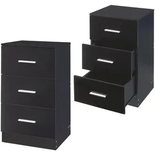 [en.casa] Nachtschrank Aurdal 37 x 66 x 34,5 cm Schwarz Hochglanz