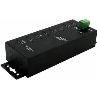 Exsys EX-1147HMVS (USB-C, 7 Ports), Dockingstation - USB 3.2 Gen 1 (3.1 Gen 1) Type-C, Schwarz