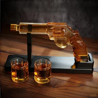 BSDLZCH Whiskey Karaffe Set für Männer mit 2 Gläser, Männergeschenk Einzigartiges personalisiertes Vatertagsgeschenk für Ehemann & Vater, Qualitativ Trinkerlebnis für die Home Bar Trinkparty(Gun)