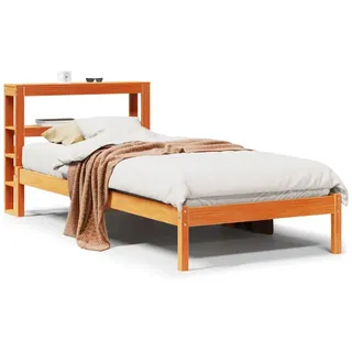 vidaXL Bettgestell mit Kopfteil ohne Matratze Wachsbraun 75x190 cm - Braun