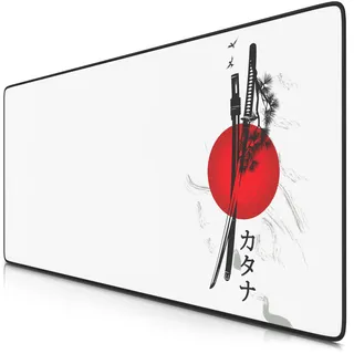 TITANWOLF - XXL Speed Gaming Mauspad 900 x 400mm - XXL Mousepad - Tischunterlage Large Size - verbessert Präzision und Geschwindigkeit - Japan Ink Swords