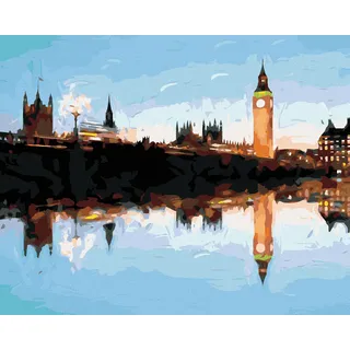 Zuty - Malen nach Zahlen - LONDON IN SPIEGELUNG, 40x50 cm, ohne Keilrahmen