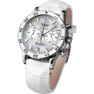Vostok Europe Undine Damen-Armbanduhr Analog Quarz Leder Weiß VK64-515A671