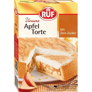 Ruf Apfeltorte, Backmischung für eine Apfel-Torte mit Sahne-Creme und Zimt-Zucker, Apfel-Zimt-Torte, vegan, 500g