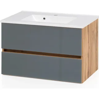 Held Möbel Waschtisch Pisa 80 cm Grau-Wotaneiche