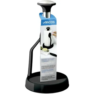 Arcos Küchenrollenhalter Edelstahl und ABS - Wand- oder Tischmontage, 280 mm Höhe, 150 mm Basis, Schwarz - Hochwertige Küchenaccessoires